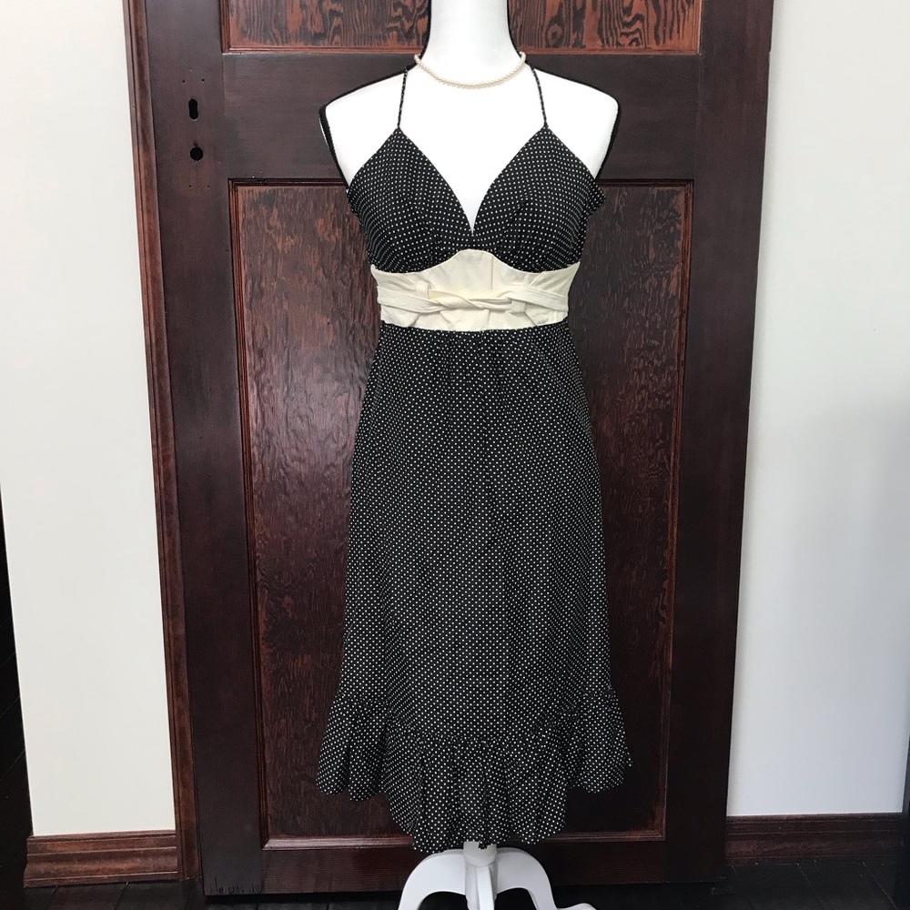 Voom by Joy Han silk/leather ruffled dress XS
